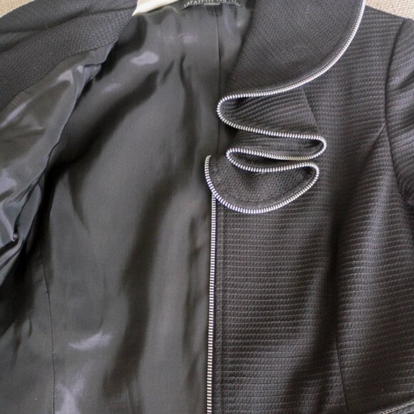 Lafayette 148 NYC Black Ruffle Trim Zip Jacket Blazer – Size 6 - Picture 11 of 12